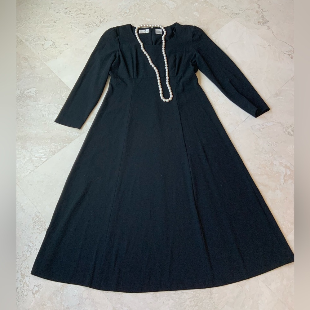 Vtg Liz Claiborne Chic Black A-Line Dress Sz 14